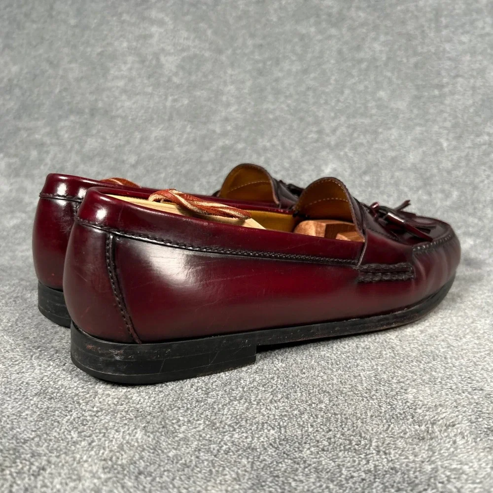Cole Haan Mens Burgundy Leather Tassel Loafers 10.5 D 03507 Dress Shoes